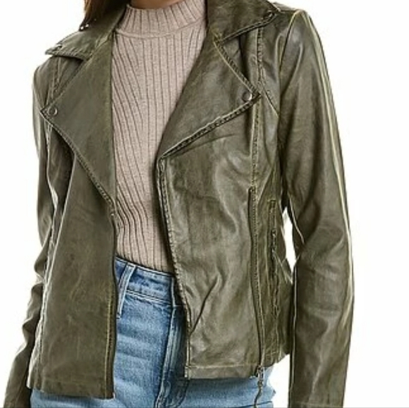 Max Studio Jackets & Blazers - Max Studio Olive Green Leather Jacket